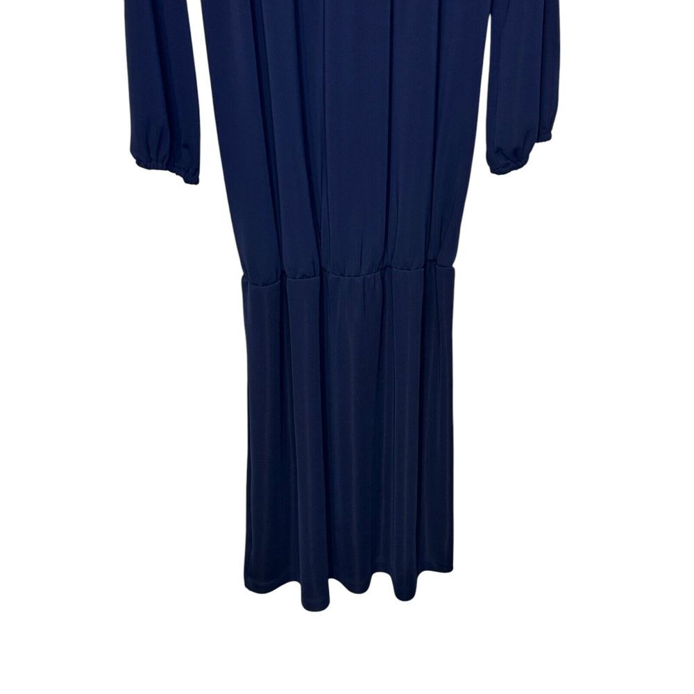 Talbots Women's Dress Midi Boatneck‎ 3/4 Sleeves Blouson Waist Navy Blue Large - Picture 10 of 10